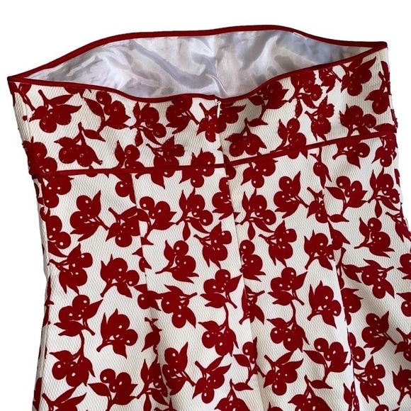 Phoebe Couture Women’s Red White Cherry‎ Print Beaded Strapless Dress Sz 8 - Picture 7 of 11